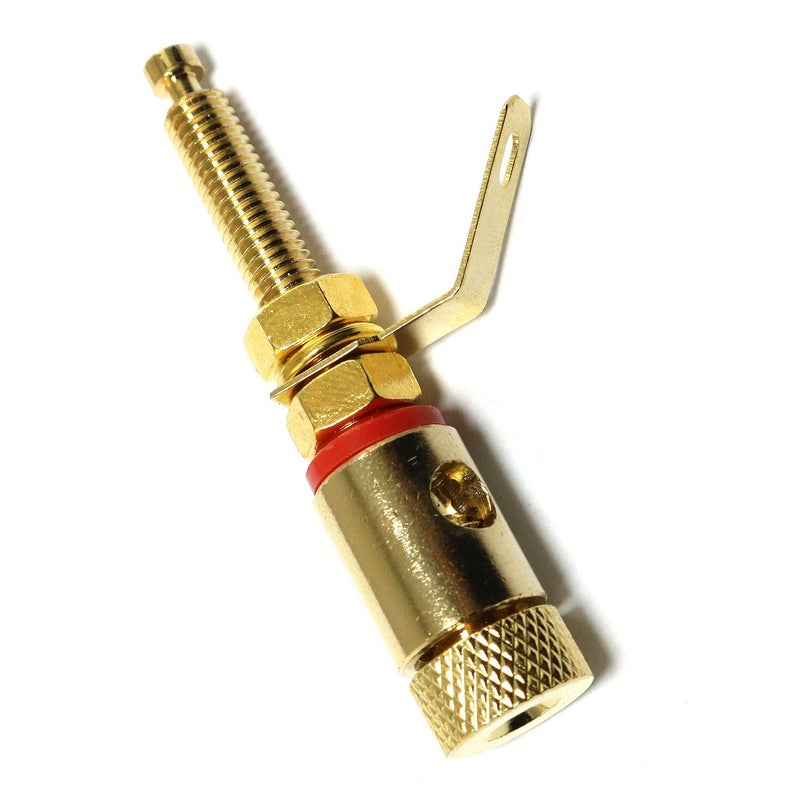 RLECS 1 Pair 52mm Gold Plated Binding Post Banana Jacks Connectors Extra Long Shaft with Solder Tabs (1 Red + 1 Black) - Image 3